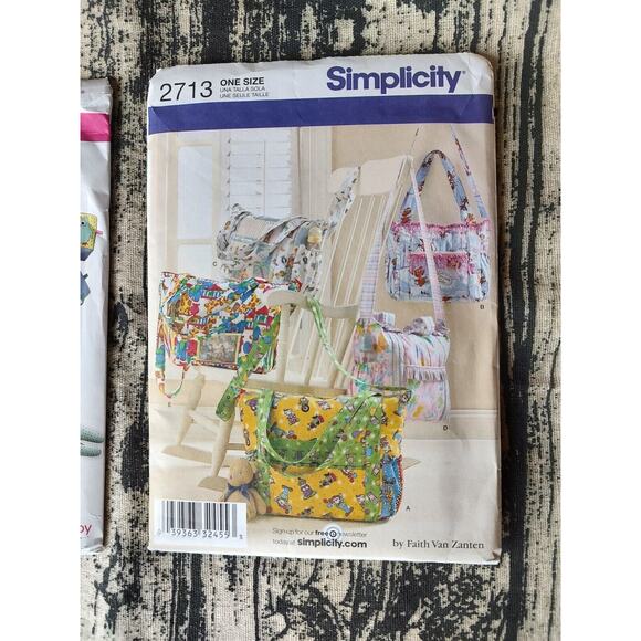 Simplicity 2389 2713 Sewing Pattern Baby Toys Pillow Growth Chart Diaper Bags - Picture 2 of 5
